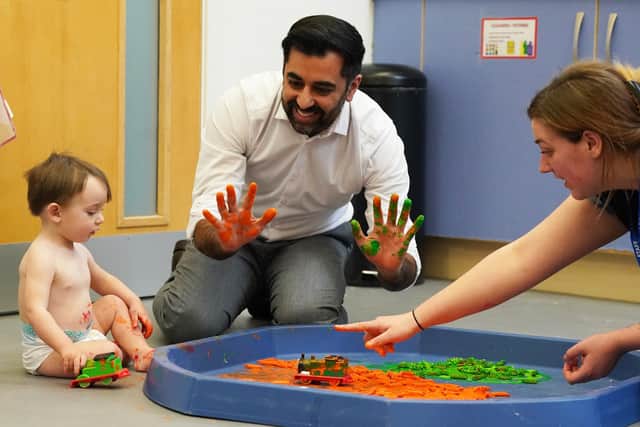 Scottish National Party leadership candidate Humza Yousaf at the launch of his early years childcare strategy, at Dr Bell's Family Centre in Leith.