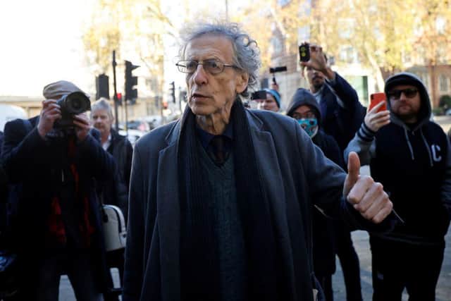 Piers Corbyn accused staff at the event in Brighton on Sunday of assault as he refused to be ejected while his associates heckled speakers.
