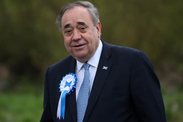 Former First Minister Alex Salmond launches international chapter of Alba Party at joint rally for Germans for Yes and Netherlands for Scottish Independence. (Credit: Andrew Milligan/PA Wire)