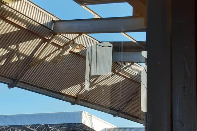 Holes in the Jerry Kerr stand roof were very evident at Dundee United v Celtic