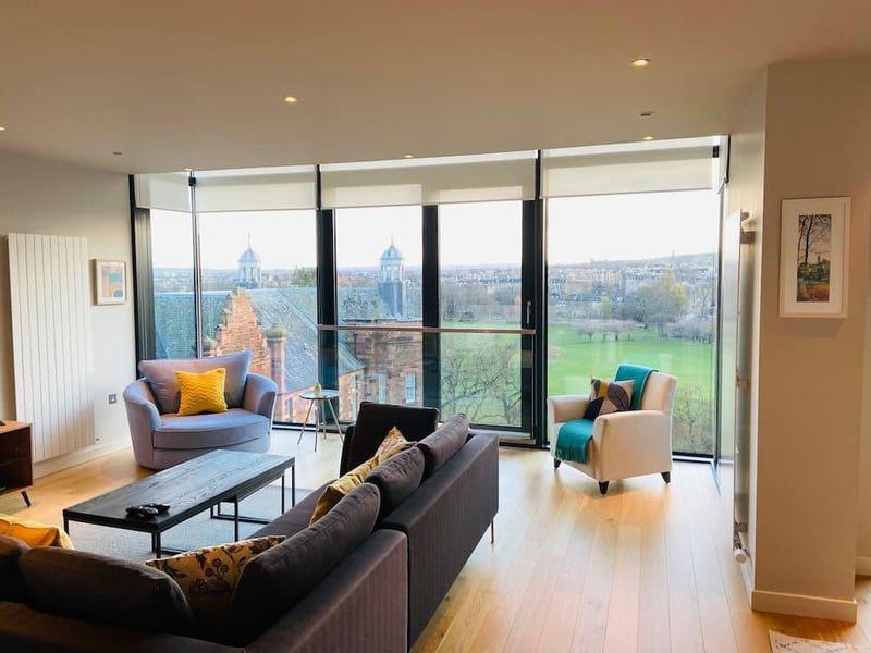 This two-bedroom, two-bathroom home is the perfect city stay for couples this Valentine’s Day. Situated in an award-winning development on the edge of the Old Town, this apartment is only a few minutes’ walk from Edinburgh University and George Square. The huge open plan sitting room, kitchen and dining area is made even more stunning by the breath-taking, high-floor view overlooking The Meadows Park and the city to the Pentland Hills in the distance. Complete with a large sofa and a rotating cuddle chair, it’s a superb spot to make a trip to Edinburgh even more special. A two-night stay here for two people this Valentine’s Day is £500.