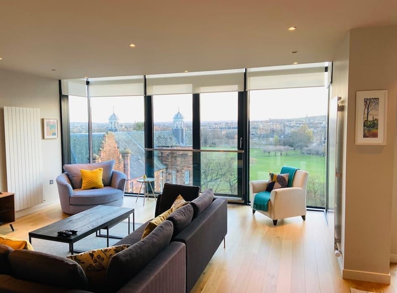 This two-bedroom, two-bathroom home is the perfect city stay for couples this Valentine’s Day. Situated in an award-winning development on the edge of the Old Town, this apartment is only a few minutes’ walk from Edinburgh University and George Square. The huge open plan sitting room, kitchen and dining area is made even more stunning by the breath-taking, high-floor view overlooking The Meadows Park and the city to the Pentland Hills in the distance. Complete with a large sofa and a rotating cuddle chair, it’s a superb spot to make a trip to Edinburgh even more special. A two-night stay here for two people this Valentine’s Day is £500.