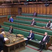 Prime Minister Boris Johnson speaks during Prime Minister's Questions in the House of Commons, London.