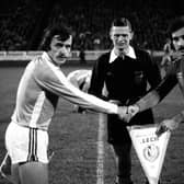 Aberdeen captain Willie Miller (right) shakes hands before kick off in the first leg on October 20, 1982. (Picture: SNS)