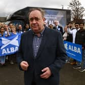 The late Alex Salmond with Alba Party supporters in Falkirk.