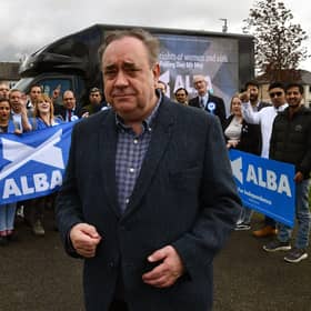 The late Alex Salmond with Alba Party supporters in Falkirk.
