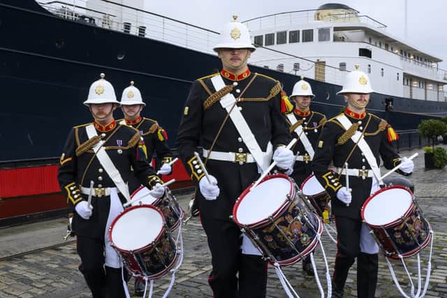 The Royal Navy helped launch year's Royal Edinburgh Military Tattoo at the luxury floating hotel Fingal in Leith Docks. Picture: Ian Georgeson