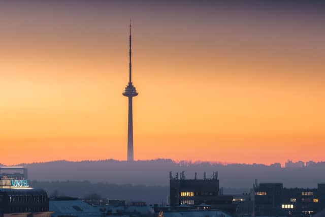 Vilnius' TV tower began 50 years ago and was completed in 1980. Pic: Gabriel Khiterer/Go Vilnius/PA.
