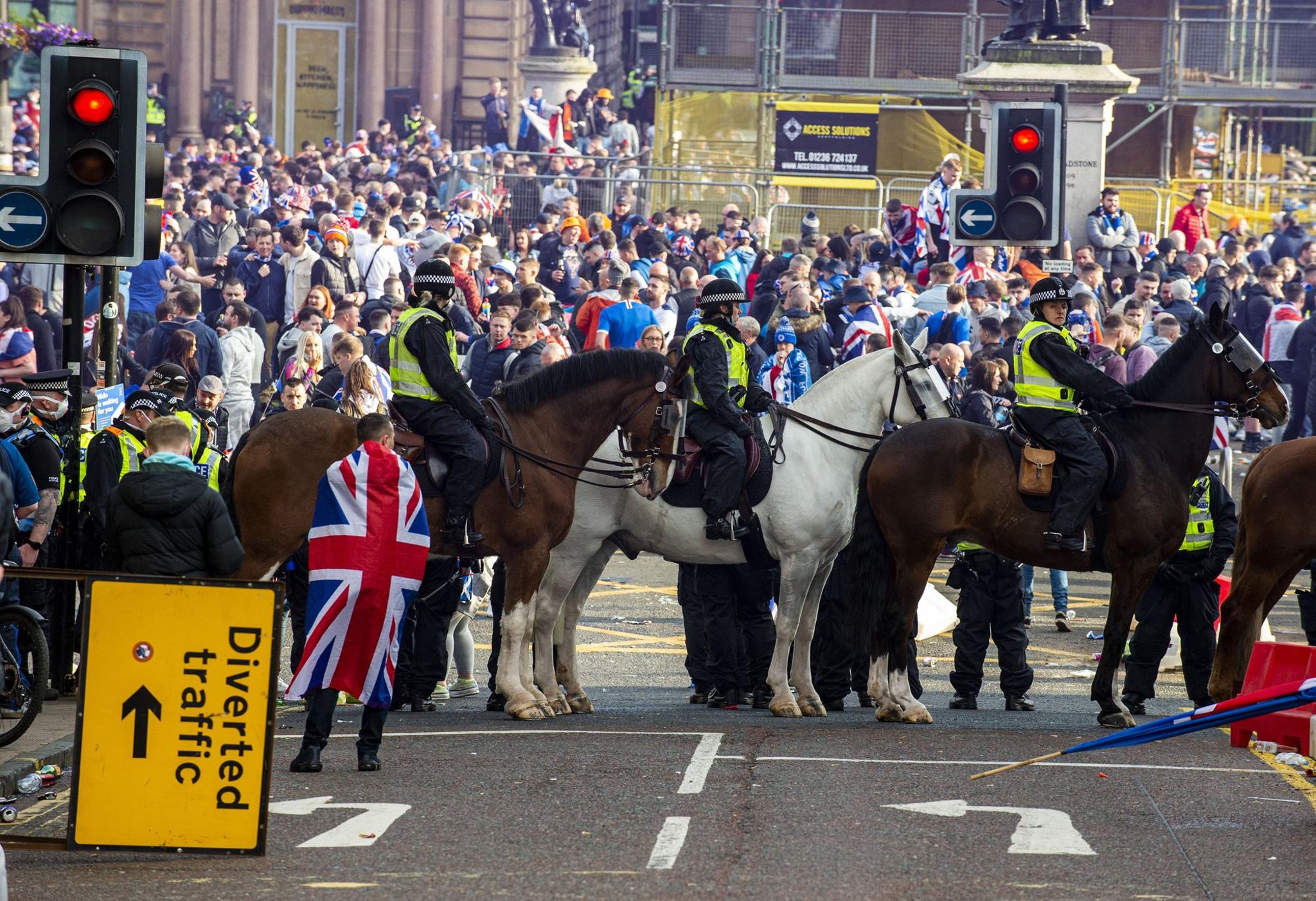 George Square: Five officers injured following violent scenes involving Rangers fans in Glasgow