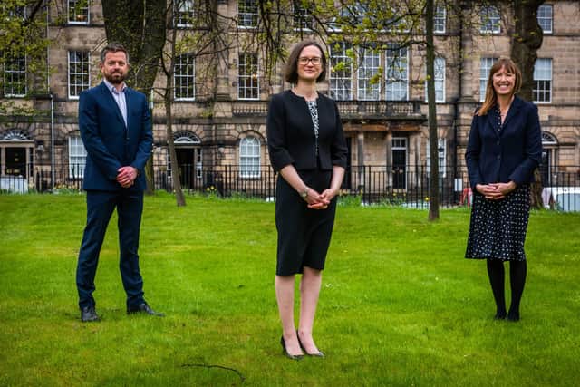 Craig Roberts, Alex Smith and Nicola Mitchell are the latest announcements at legal firm Dickson Minto. Picture: Chris Watt Photography