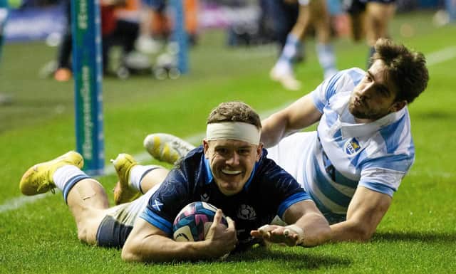 Scotland's Darcy Graham scored a hat-trick against Argentina. Picture: Craig Williamson - SNS Group