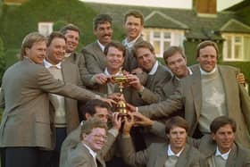 US captain Tom Watson and his players celebrate winning the 1993 Ryder Cup at The Belfry - the last time the Americans won on this side of the Atlantic. Picture: Chris Cole/Getty Images.