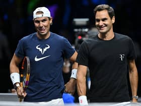 Roger Federer, right, will play with Rafael Nadal, left, in his final professional tennis match at the Laver Cup on Friday.