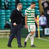 Celtic manager Ange Postecoglou consoles Giorgos Giakoumakis after his penalty miss (Photo by Alan Harvey / SNS Group)