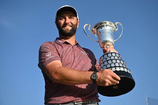 Jon Rahm shows off the trophy after winning the acciona Open de Espana presented by Madrid at Club de Campo Villa de Madrid. Picture: Stuart Franklin/Getty Images.