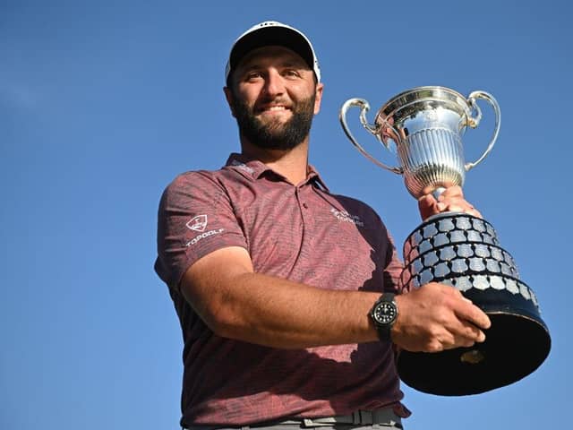 Jon Rahm shows off the trophy after winning the acciona Open de Espana presented by Madrid at Club de Campo Villa de Madrid. Picture: Stuart Franklin/Getty Images.