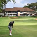 Connor Syme plays his second shot on the 18th hole during the second round of the Magical Kenya Open at Muthaiga Golf Club in Nairobi. Picture: Stuart Franklin/Getty Images.