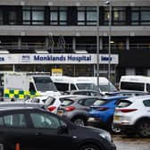 Ten entrance of Monklands Hospital in Airdrie, east of Glasgow. Picture: Andy Buchanan/AFP via Getty Images