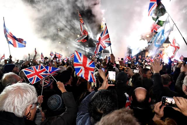 Brexit supporters celebrate as the United Kingdom exits the EU on January 31, 2020 (Picture: Jeff J Mitchell/Getty Images)