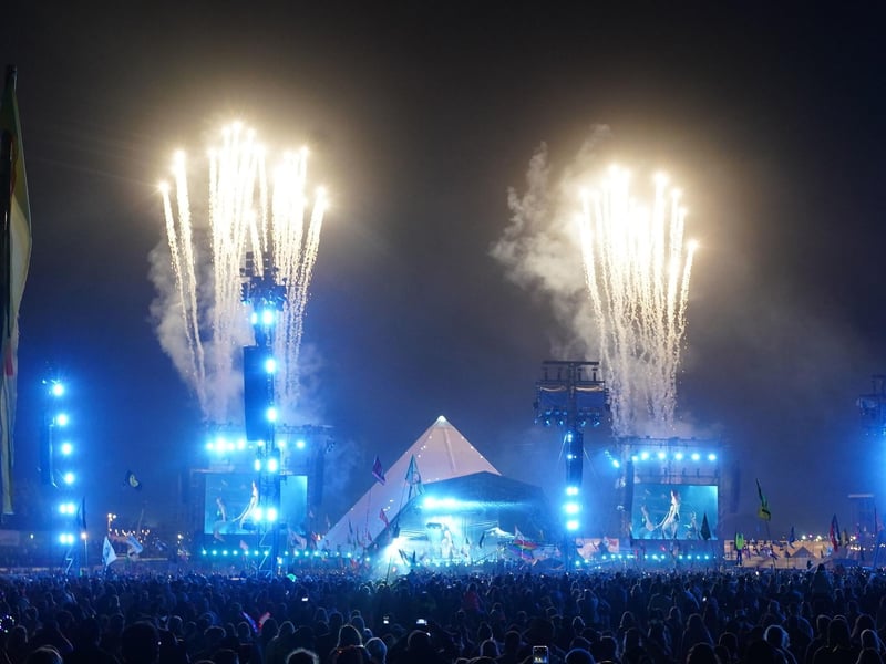 Fireworks after Dua Lipa performed on the Pyramid Stage