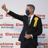 Liberal Democrat candidate Alex Cole-Hamilton celebrates after holding his Edinburgh Western seat (Picture: Lesley Martin/PA Wire)