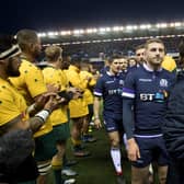 The Scotland players are given a guard of honour by Australia after their stunning 53-24 win in 2017. Picture: Gary Hutchison/SNS