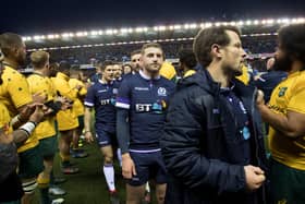 The Scotland players are given a guard of honour by Australia after their stunning 53-24 win in 2017. Picture: Gary Hutchison/SNS