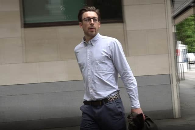Anti-lockdown protester Joseph Olswang arriving at Westminster Magistrates' Court, London, where he was handed a suspended jail sentence after a BBC journalist was chased and called a traitor near Downing Street.
