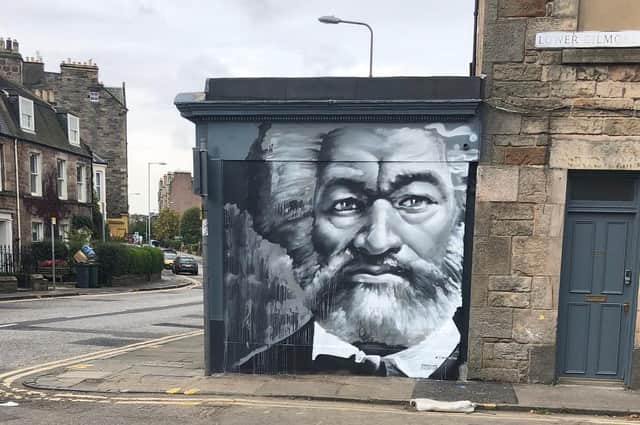 This Frederick Douglass mural was painted on the site of his former home in Tollcross in Edinburgh last year. Picture: David Silkenat