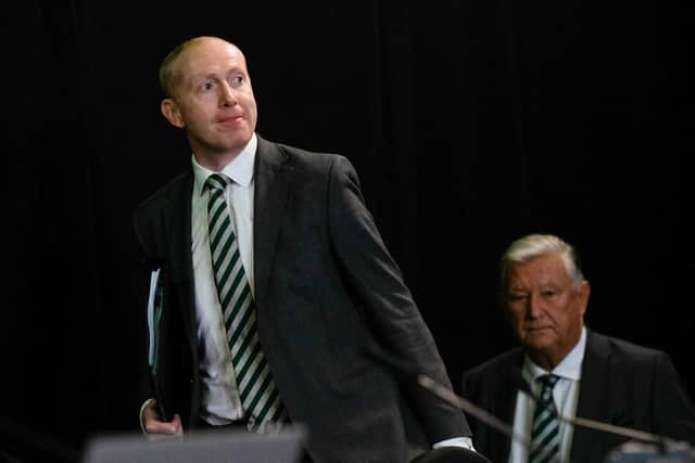 Celtic chief executive Michael Nicholson during the 2023 Celtic Annual General Meeting at Celtic Park. (Photo by Craig Williamson / SNS Group)