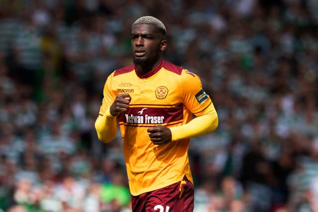 Cedric Kipre in action for Motherwell during the Scottish Cup final against Celtic at Hampden on May 19, 2018. Pic: Craig Foy, SNS