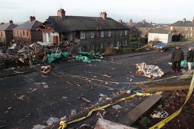 (FILES) In this file photo taken on December 22, 1988, the scene of devastation caused by the explosion of a 747 Pan Am Jumbo jet over Lockerbie, that crashed 21 December on the route to New-York, with 259 passengers on board. All 243 passengers and 16 crew members were killed as well as 11 Lockerbie residents. - A posthumous legal challenge to overturn the conviction of the Lockerbie bomber Abdelbaset Mohmet Al-Megrahi is due to begin in Scotland on November 24, 2020. Megrahi was the only person convicted of bombing Pan Am Flight 103, which was blown up as it travelled from London to New York over the Scottish town of Lockerbie on December 21, 1988. A total of 270 people from 21 countries were killed -- 243 passengers, 16 crew, and 11 people on the ground -- in what remains Britain's biggest terrorist attack. (Photo by ROY LETKEY / AFP) (Photo by ROY LETKEY/AFP via Getty Images)