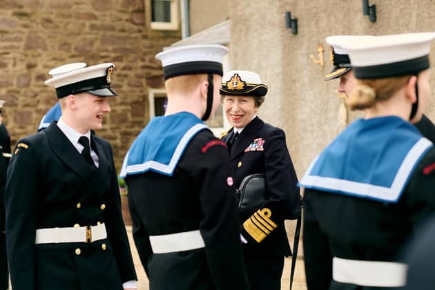 HRH The Princess Royal meeting with Stonehaven Sea Cadets at the ceremony.