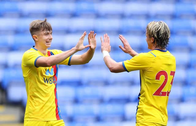 Scott Banks of Crystal Palace celebrates scoring from a free kick in a pre-season friendly against Reading on Saturday. Pic: Getty Images.