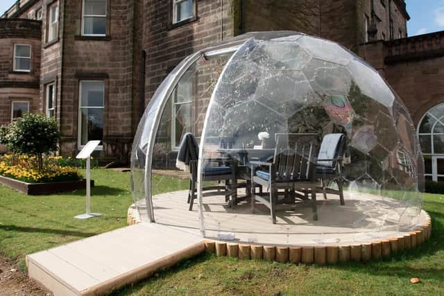 One of the pods in which to enjoy an outdoor dining experience