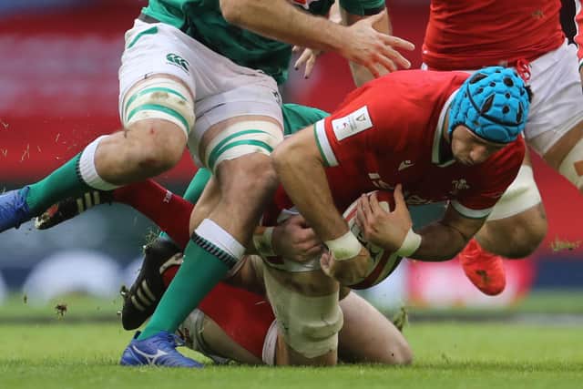 Wales flanker Justin Tipuric tries to find a way through against Ireland. Picture: Geoff Caddick/AFP via Getty Images
