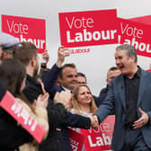 Labour leader Sir Keir Starmer celebrates with party supporters in Chatham, Kent, where Labour took overall control of Medway Council for the first time since 1998 (Picture: Gareth Fuller/PA)