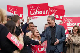 Labour leader Sir Keir Starmer celebrates with party supporters in Chatham, Kent, where Labour took overall control of Medway Council for the first time since 1998 (Picture: Gareth Fuller/PA)