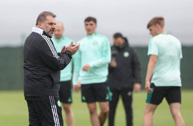 Celtic Manager Ange Postecoglou takes training at Lennoxtown. (Photo by Craig Williamson / SNS Group)