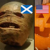 Jack-O-Lanterns are based on the legend of a wandering spirit known as "Stingy Jack", the ancient Celts would carve turnips to resemble his face but this tradition was later adapted to pumpkins after immigrants from places like Ireland and Scotland moved to the United States in the 1800s.