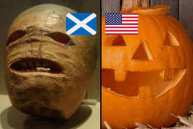 Jack-O-Lanterns are based on the legend of a wandering spirit known as "Stingy Jack", the ancient Celts would carve turnips to resemble his face but this tradition was later adapted to pumpkins after immigrants from places like Ireland and Scotland moved to the United States in the 1800s.