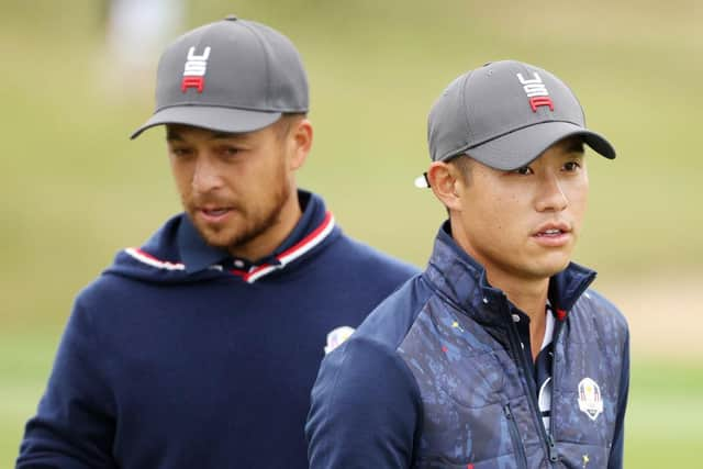 Xander Schauffele, left, and Collin Morikawa are among six rookies in the US team for the 43rd Ryder Cup at Whistling Straits. Picture: Patrick Smith/Getty Images.