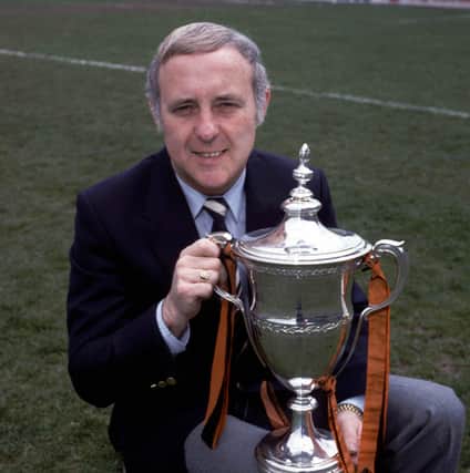 Jim McLean with the 1982/1983 Premier Division trophy won by Dundee United