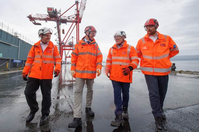 Teams from Peel Ports Clydeport and ADM Agriculture pictured at Port of Greenock. Picture: Steve Welsh