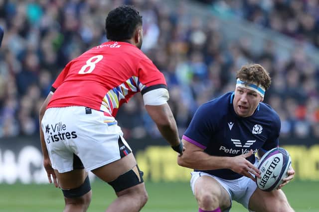 Hamish Watson made his first appearance of the season in Scotland's autumn opener against Tonga. (Photo by Craig Williamson / SNS Group)