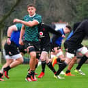 Wales' Dafydd Jenkins during a captains Run at The Lensbury Resort, London.