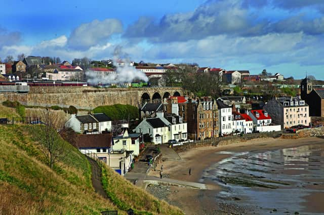 Kinghorn will roll past your window on a Waverley departure pulled by the 60163 Tornado