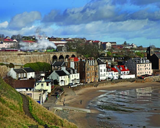 Kinghorn will roll past your window on a Waverley departure pulled by the 60163 Tornado