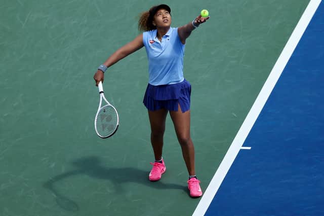 Naomi Osaka of Japan serves on her way to victory against Cori Gauff during Western & Southern Open in Mason, Ohio. Picture by Dylan Buell/Getty Images