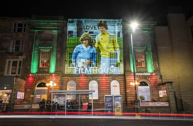An image from the Scottish coming-of-age romantic comedy film Gregory’s Girl was projected onto the Filmhouse in Edinburgh after it was suddenly closed down when its operator went into administration. Picture: Jane Barlow
